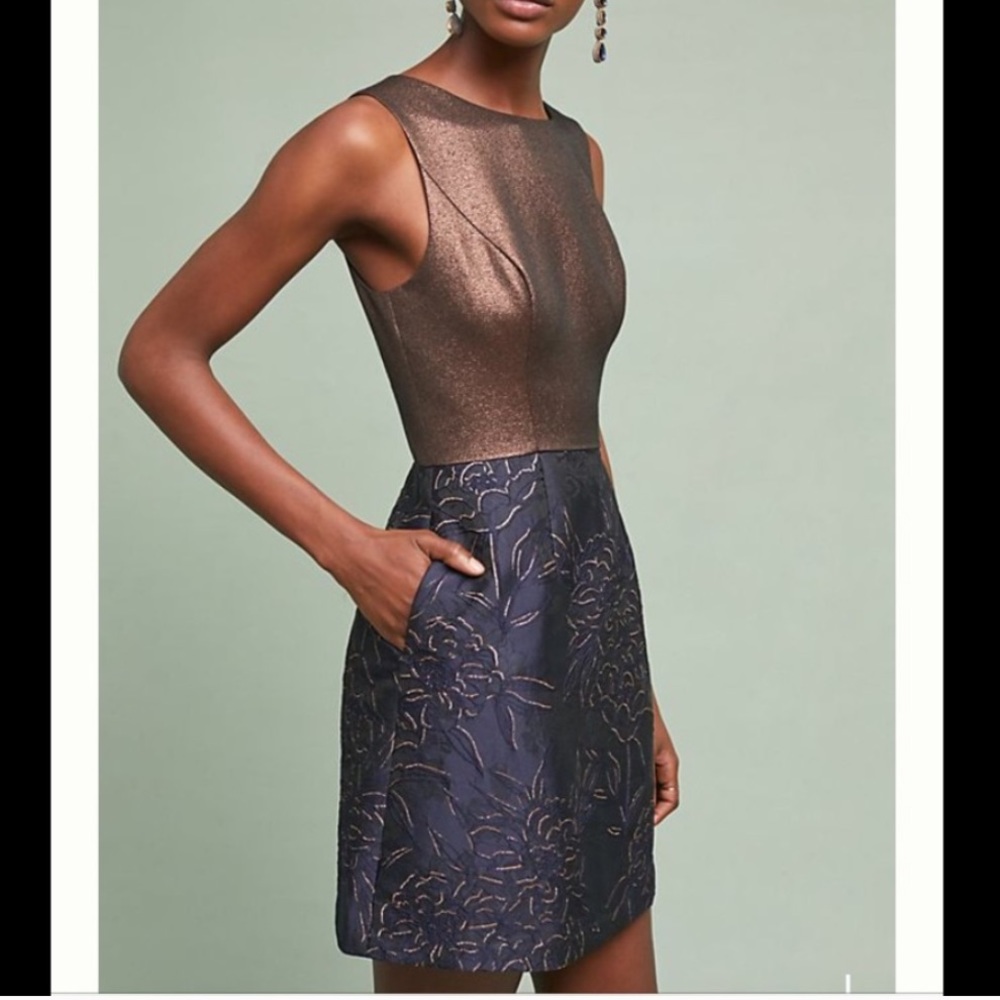 Anthropologie Hutch Lina Metallic Cocktail Dress